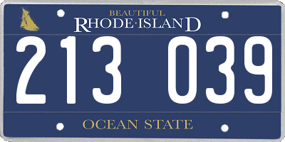 RI license plate 213039