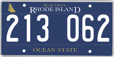 RI license plate 213062