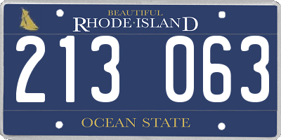 RI license plate 213063