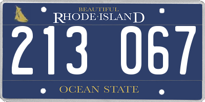 RI license plate 213067