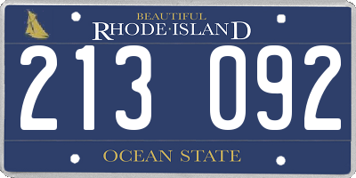 RI license plate 213092