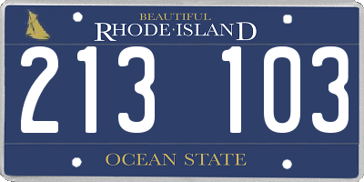 RI license plate 213103