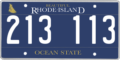 RI license plate 213113