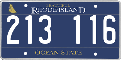 RI license plate 213116