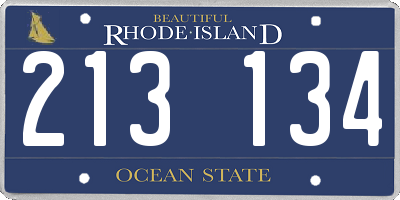 RI license plate 213134
