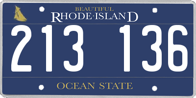 RI license plate 213136