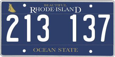 RI license plate 213137