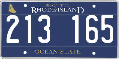 RI license plate 213165