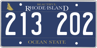 RI license plate 213202