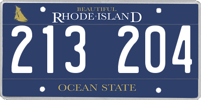 RI license plate 213204