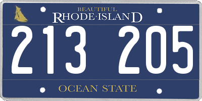 RI license plate 213205