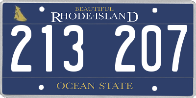 RI license plate 213207