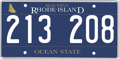 RI license plate 213208