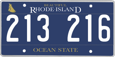 RI license plate 213216