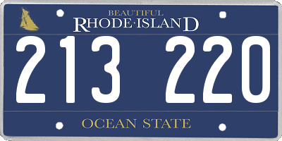 RI license plate 213220