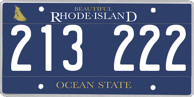 RI license plate 213222