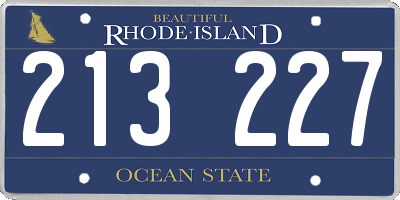 RI license plate 213227