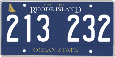 RI license plate 213232