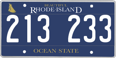 RI license plate 213233