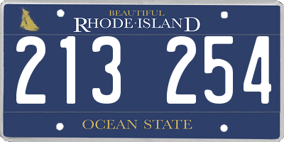RI license plate 213254