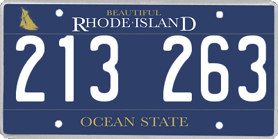 RI license plate 213263