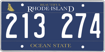 RI license plate 213274