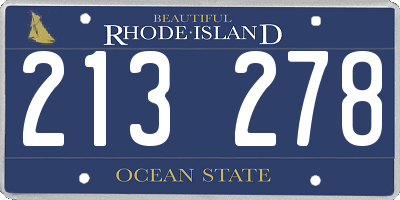 RI license plate 213278