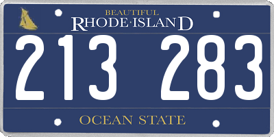 RI license plate 213283