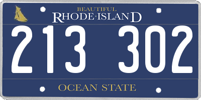 RI license plate 213302