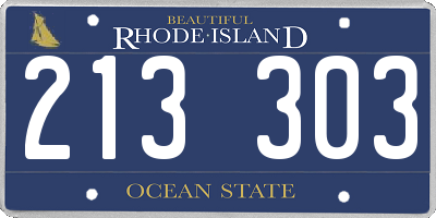 RI license plate 213303