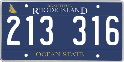 RI license plate 213316