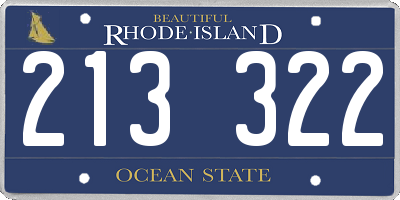 RI license plate 213322
