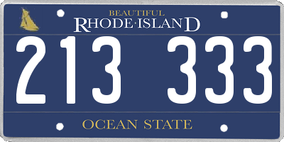 RI license plate 213333