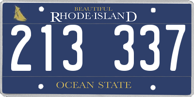 RI license plate 213337