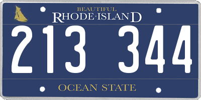 RI license plate 213344