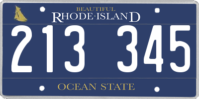 RI license plate 213345