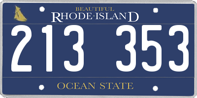 RI license plate 213353