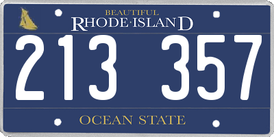 RI license plate 213357