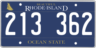 RI license plate 213362