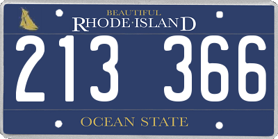 RI license plate 213366