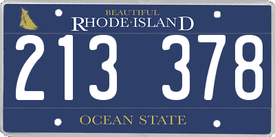 RI license plate 213378