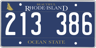 RI license plate 213386