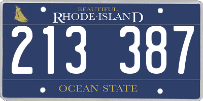 RI license plate 213387