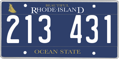 RI license plate 213431