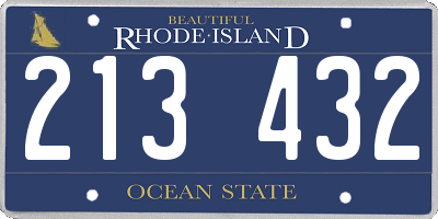 RI license plate 213432