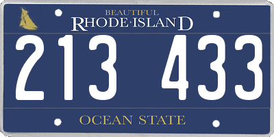 RI license plate 213433