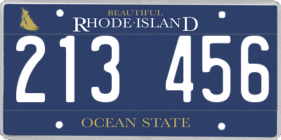 RI license plate 213456
