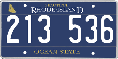RI license plate 213536