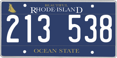 RI license plate 213538