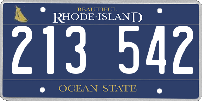 RI license plate 213542